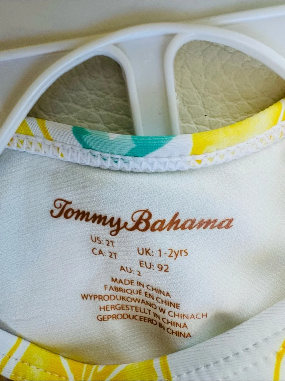 Tommy Bahamas Lemon Print Swim Set with Sun Hat - Yellow & Green 2T